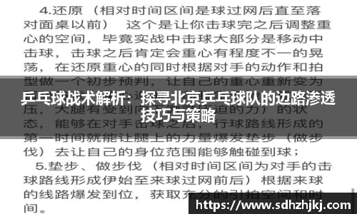 乒乓球战术解析：探寻北京乒乓球队的边路渗透技巧与策略